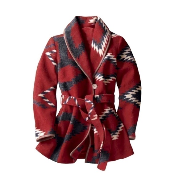 Black Mountain Aztec Southwest designs red white, black, fully lined. SZ L/XL - Picture 10 of 11